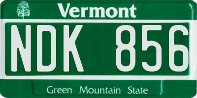 VT license plate NDK856