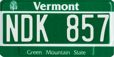 VT license plate NDK857