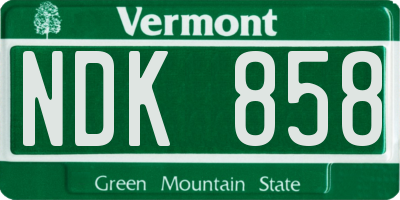VT license plate NDK858