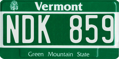 VT license plate NDK859