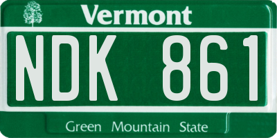 VT license plate NDK861