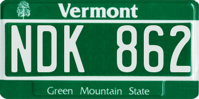 VT license plate NDK862