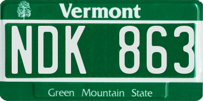 VT license plate NDK863