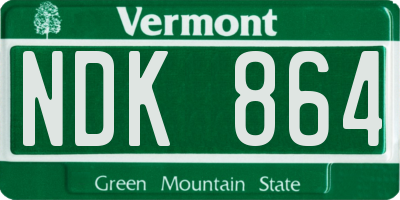 VT license plate NDK864