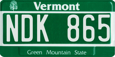 VT license plate NDK865