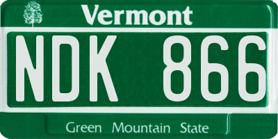VT license plate NDK866