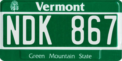 VT license plate NDK867