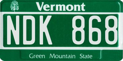 VT license plate NDK868
