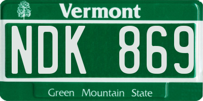 VT license plate NDK869