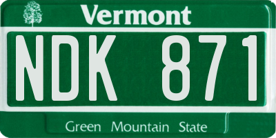 VT license plate NDK871