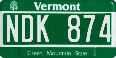 VT license plate NDK874
