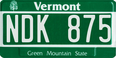 VT license plate NDK875