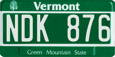 VT license plate NDK876