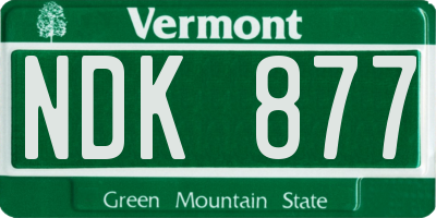 VT license plate NDK877