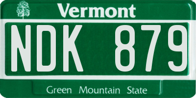 VT license plate NDK879