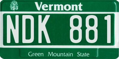 VT license plate NDK881