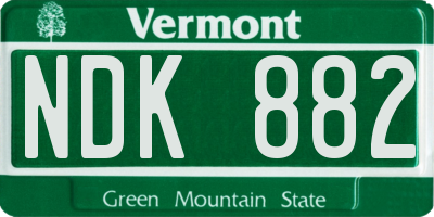 VT license plate NDK882