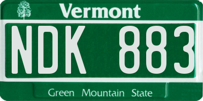 VT license plate NDK883