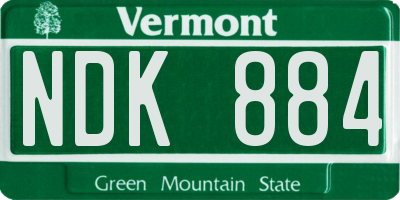 VT license plate NDK884
