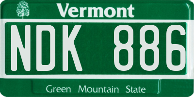 VT license plate NDK886