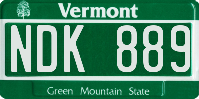 VT license plate NDK889
