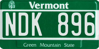 VT license plate NDK896
