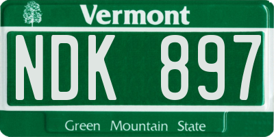 VT license plate NDK897
