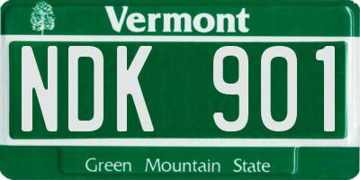 VT license plate NDK901
