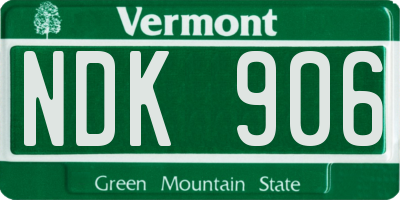 VT license plate NDK906