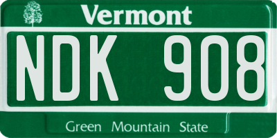VT license plate NDK908