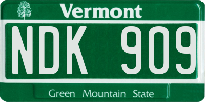 VT license plate NDK909