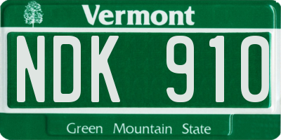 VT license plate NDK910