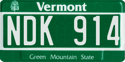 VT license plate NDK914