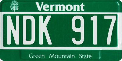 VT license plate NDK917