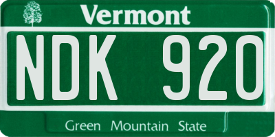 VT license plate NDK920