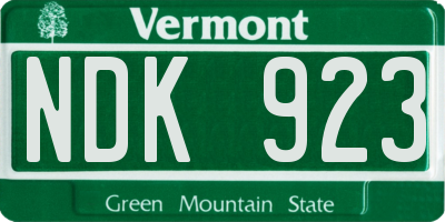 VT license plate NDK923