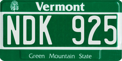 VT license plate NDK925