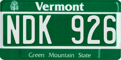 VT license plate NDK926
