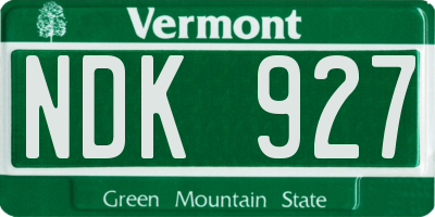 VT license plate NDK927