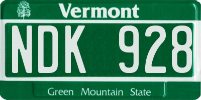 VT license plate NDK928