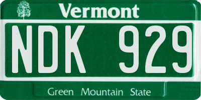 VT license plate NDK929
