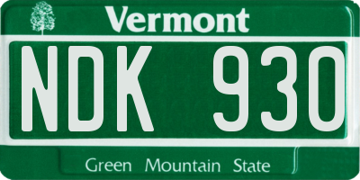 VT license plate NDK930