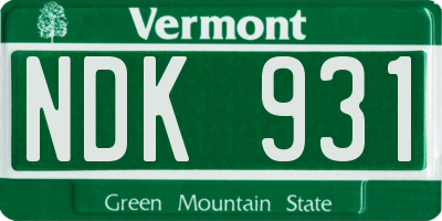 VT license plate NDK931