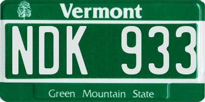 VT license plate NDK933
