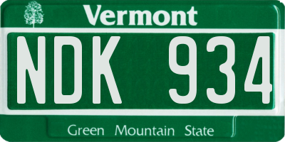 VT license plate NDK934