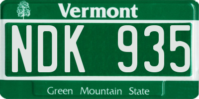 VT license plate NDK935