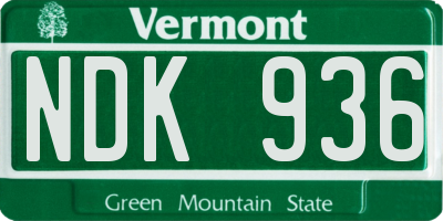 VT license plate NDK936