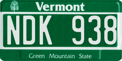 VT license plate NDK938