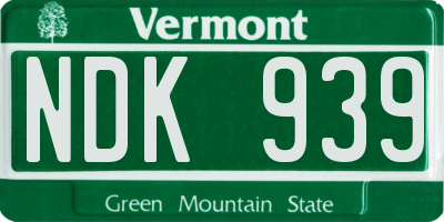 VT license plate NDK939