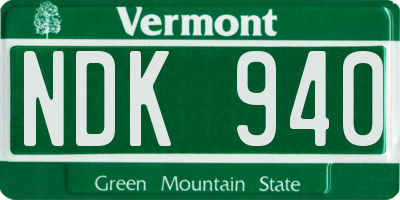 VT license plate NDK940